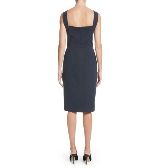 Adam Lippes Blue Tailored Sheath Dress Women’s 0 Sleeveless Cotton Knee Length - Picture 4 of 5